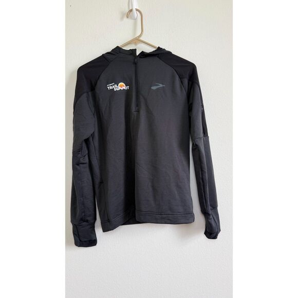 Brooks Jackets & Blazers - Brooks Trail Summit Women’s XS Black Hooded Half Zip Running Pullover Thumbholes